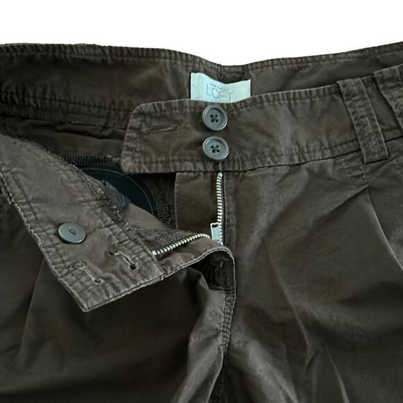 Ann Taylor Loft Size 0 Brown Casual Shorts Convertible Length Pleated Twill - Picture 3 of 9